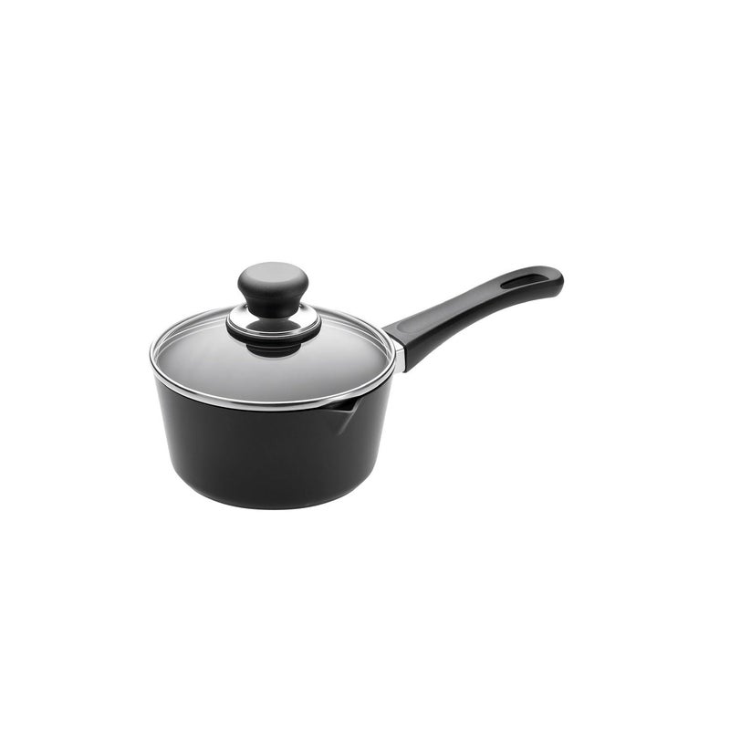 SCANPAN بان Classic سعة 1.25 لتر قدر غير لاصق مع غطاء - آمن للأدوات المعدنية، آمن في غسالة الصحون والفرن حتى 500°F، يعمل على مواقد الغاز والكهرباء، أسود - Image 1